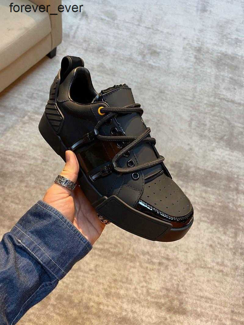 Freedom Shipping 20SS New Mens Desi PORTOFINO SNEAKERS Luxu Design shoes men IN CALFSKIN AND PATENT LEATHER