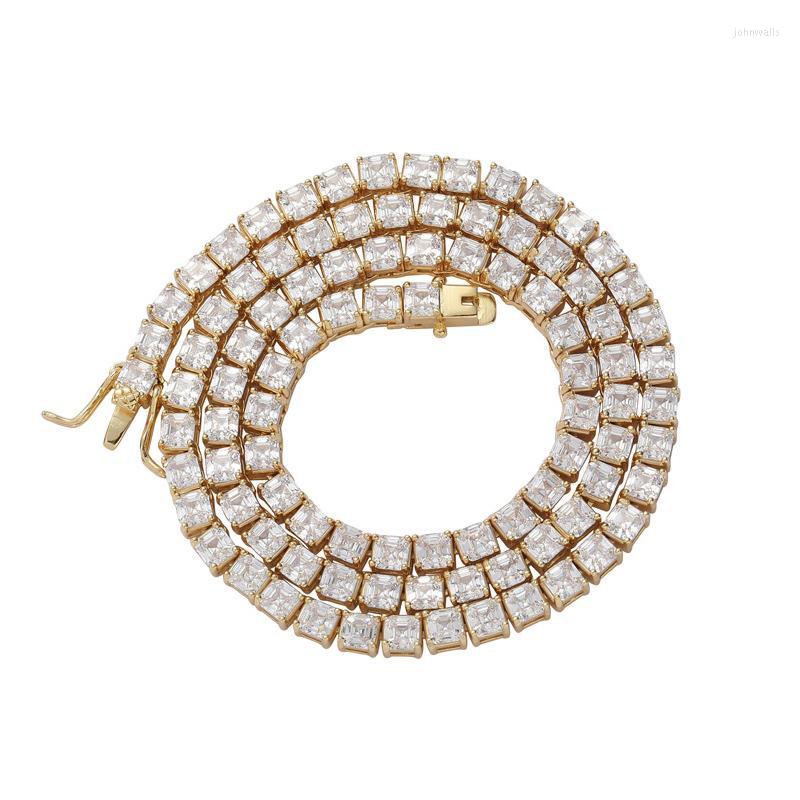 

Chains Hip Hop 4 4mm Square CZ Stone Paved Bling Iced Out Tennis Link Chain Chokers Necklaces For Men Women Rapper Jewelry GiftChains