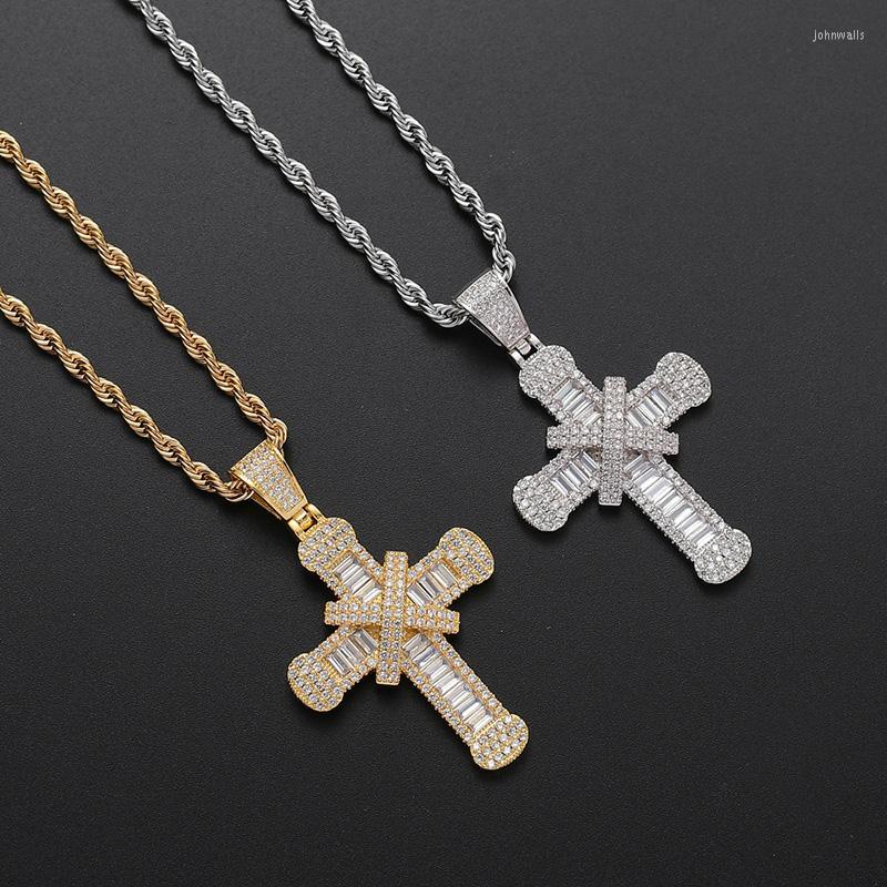 

Pendant Necklaces Hip Hop Micro Paved Cubic Zirconia Bling Iced Out Cross Pendants Necklace For Men Rapper Jewelry Drop NecklacesPendant