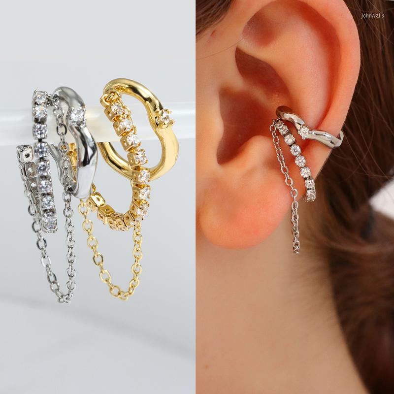 

Backs Earrings Clip-on & Screw Back Punk Ear Clip Gold Silver Color For Women Men Fashion Metal Chain Gift Jewelry Pendientes 2022Clip-on