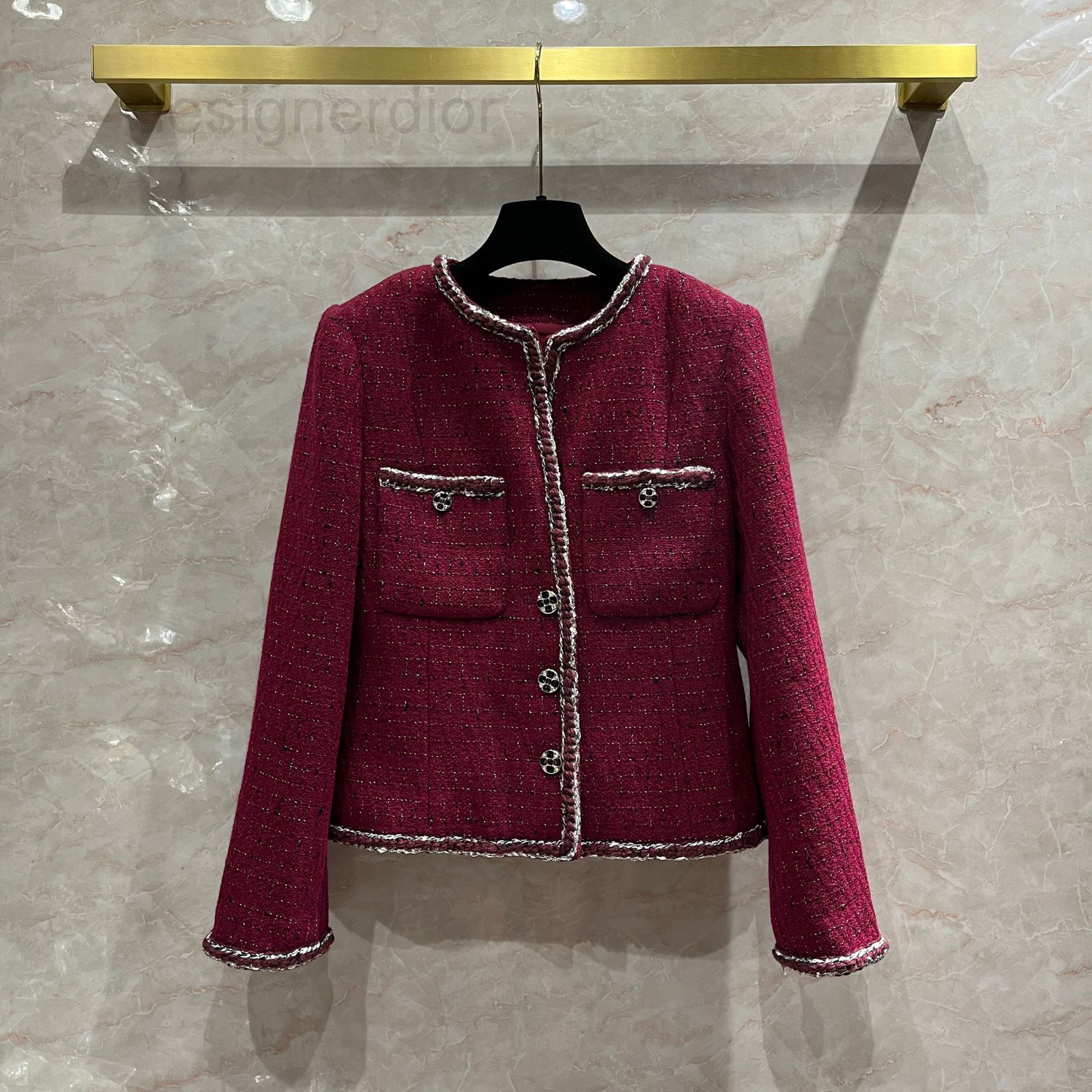 

Women' Jackets designer small fragrance handmade woven belt tweed coat women' workshop ins urban exquisite woolen top M21Z, 2# packing bag