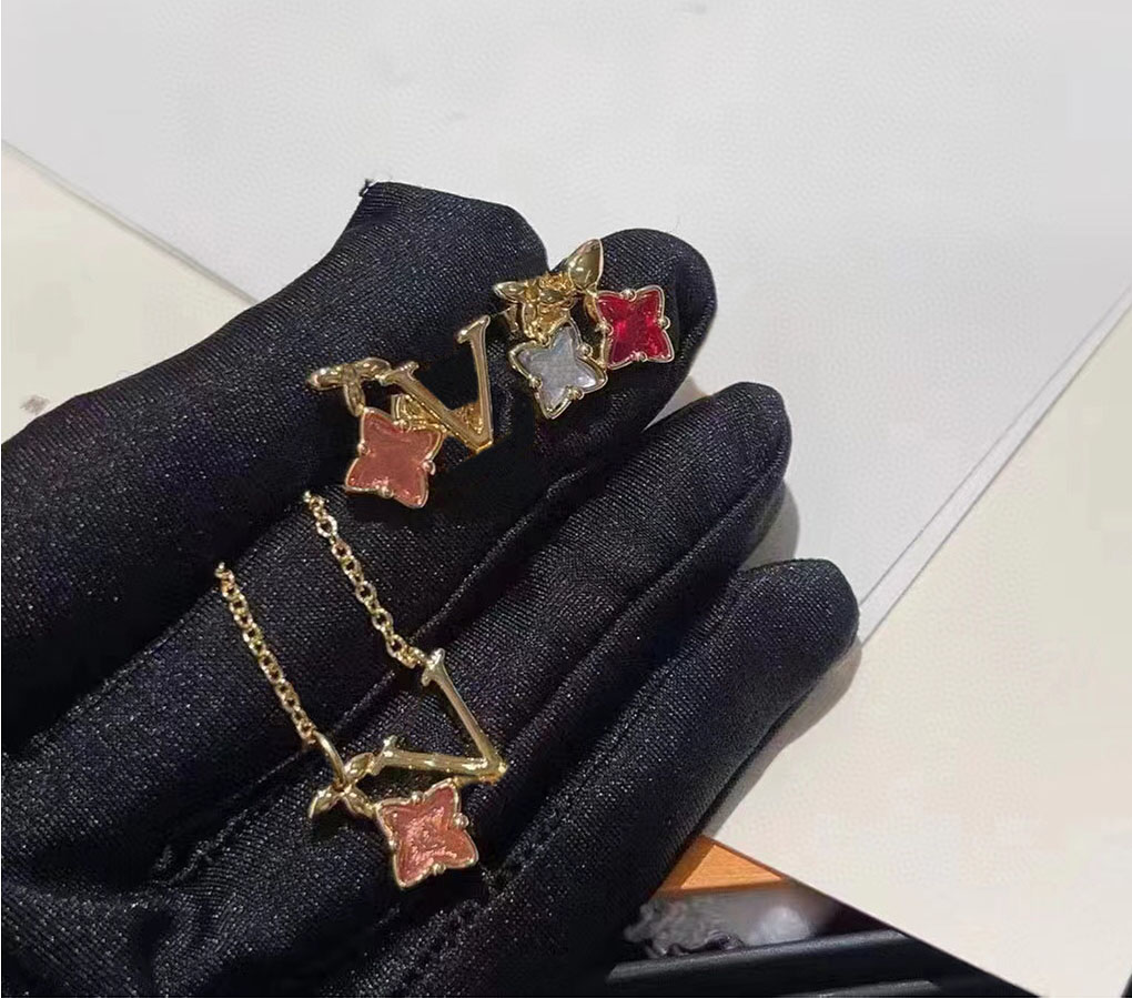 

Fashion Designer flower Charm earrings for mens and women lovers couple gift weddings gifts jewelry with box