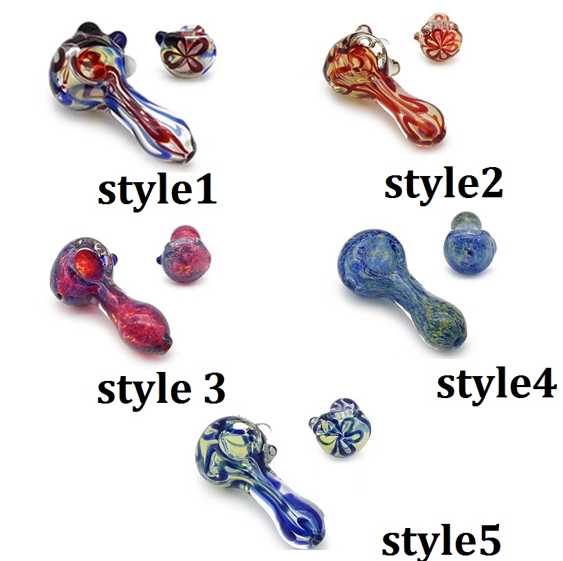 

3.55" Spoon Glass Smoking Pipes Heavy Duty Assorted 5 Styles Wholesale Hand Pipe