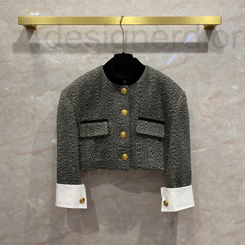 

Women' Jackets designer DETAILS WOOL TWEED SHORT COAT WOMEN' CONTRAST TWILL PATCHWORK SHIRT SLEEVE HERITAGE TOP JACKET ZZMI, 2# packing bag