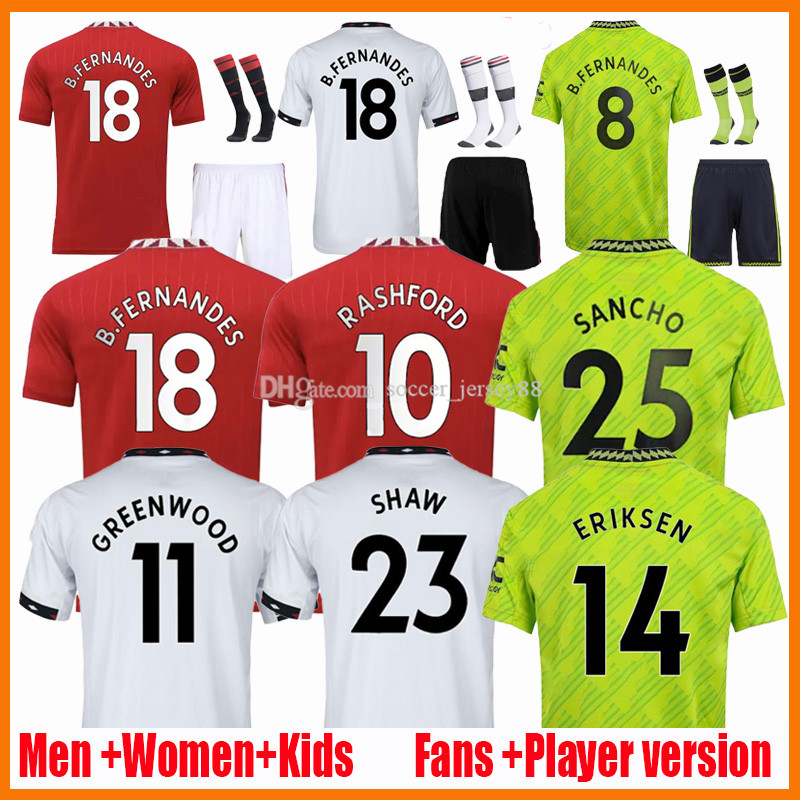 

22 23 SANCHO soccer jerseys RASHFORD SHAW POGBA 2022 2023 fans player version MANS MARTIAL UTD B. FERNANDES LINGARD MANCHESTERS football shirt men kids kit uniforms, Women home