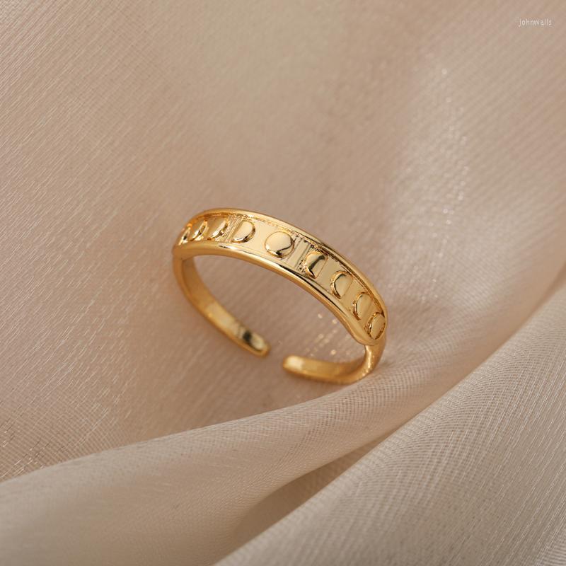 

Cluster Rings Vintage Geometric Open For Women Stainless Steel Plated Gothic Adjustable Finger Ring Punk Jewelry Accessories GiftCluster