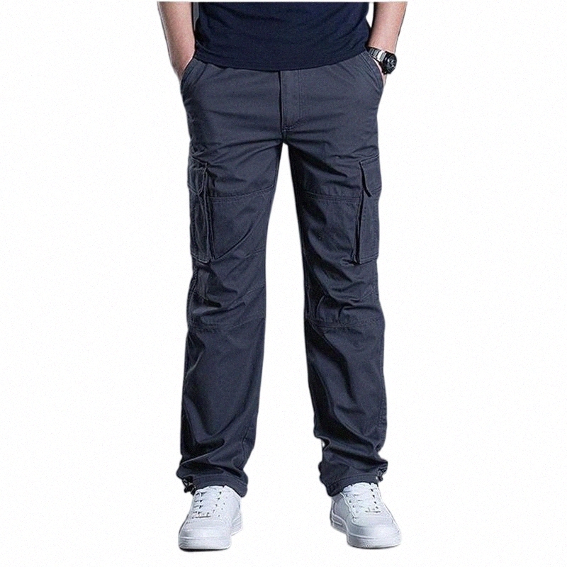 

spring Autumn Mens Cargo Pants Casual Mens Pant Baggy Regular Cotton Trousers Male Combat Tactical Pants Multi Pockets W0jb#, Army yellow