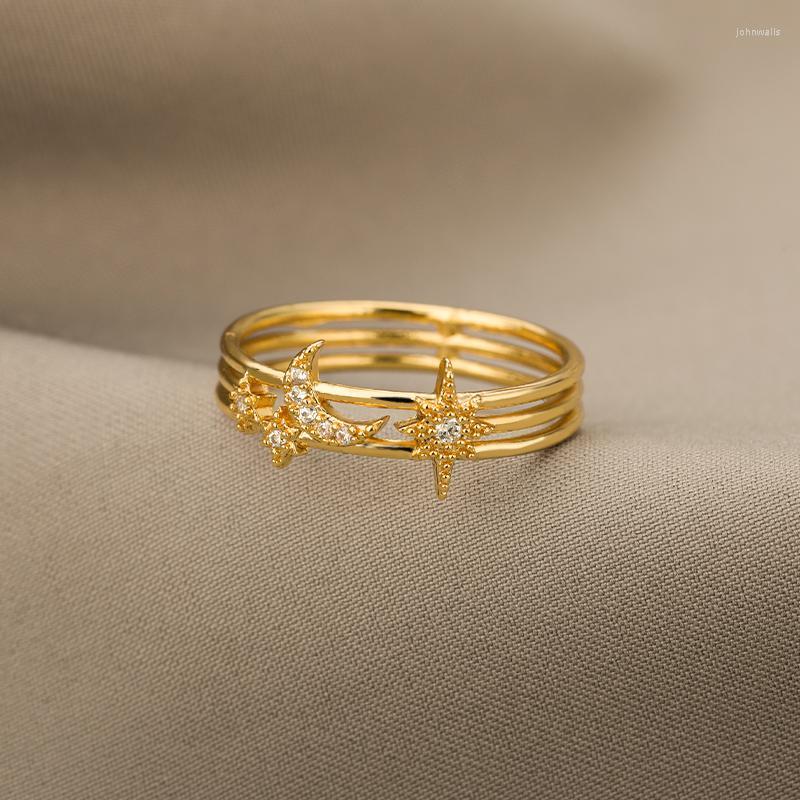 

Cluster Rings Moon And Sun Pendant For Women Wedding Engagement Ring Crystal Zirconia Jewelry Accessory Birthday GiftCluster