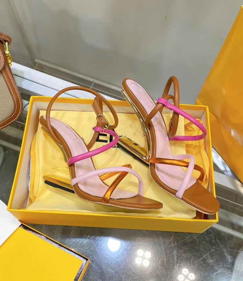 

Top Quality Brands First Women Sandals Shoes Cross-over Strappy Party Dress High Heels Lady Sexy Gold-colored Metal Lady Gladiator Sandalias EU35-43