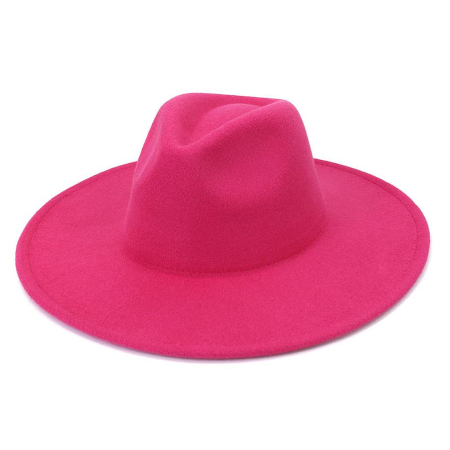 

Whole Fashion Men Women Solid Color Peach Heart Party Top Hat Ladies Panama Style Wide Brim Wool Felt Fedora Hats2881, Red
