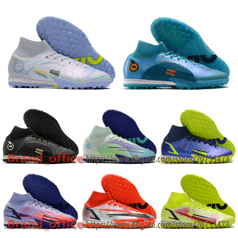 

Soccer Boots Mercurial Superfly 8 Elite TF Football Cleats Mens Dream Speed 5 Black Blue Green Purple Red Yellow Grey High Ankle Indoor Turf Soccer Shoes US6.5-12