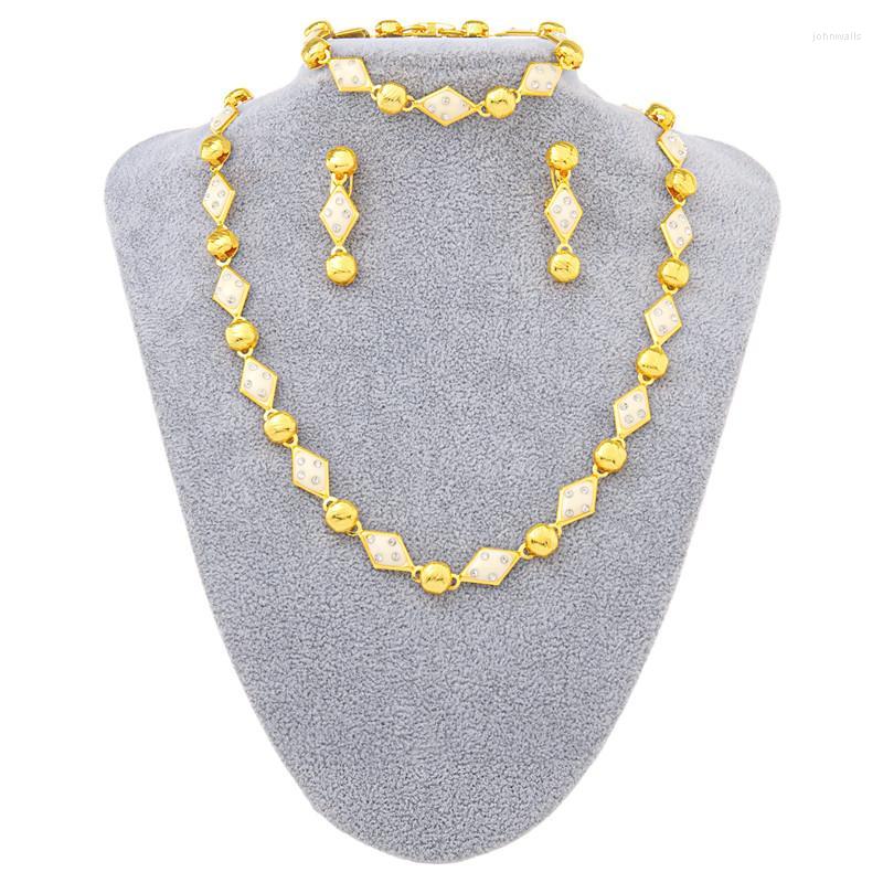 

Necklace Earrings Set & High Quality Dubai Gold Engagement Ring Earring For Bridal Wedding Bridesmaid Accessories Wife GiftsEar, Picture shown