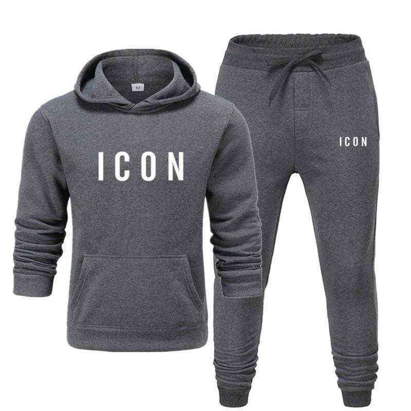 

Mens Tracksuits 2021 New ICON Autumn winter Men' Hoodies Sweatshirt Sweatpants Suits Fashion Men Women Pullover Two Piece Set High Quality T220916, B-orange black