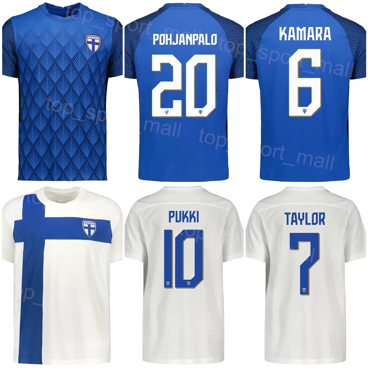 

National Team Finland Soccer 10 Teemu Pukki Jerseys 20 Joel Pohjanpalo 10 Jari Litmanen 9 Mikael Forssell Benjamin Kallman Urho Nissila Football Shirt Kits 2022-23, White