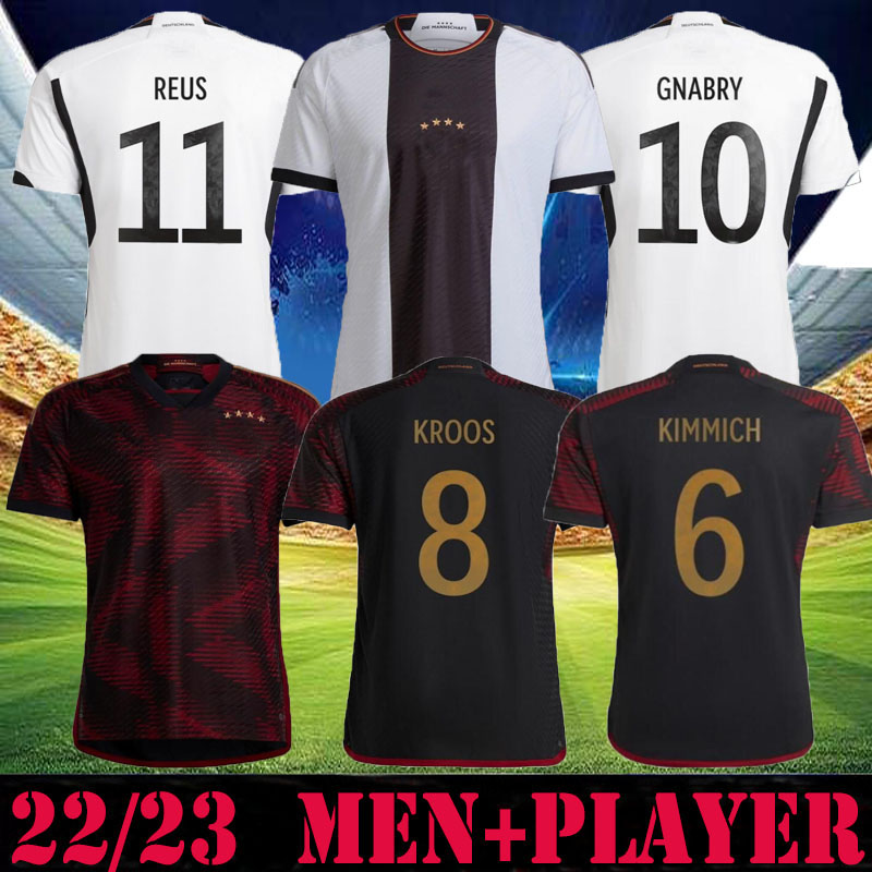 

s-4xL 2022 Soccer Jerseys GermanyS HUMMELS KROOS WERNER MULLER Football shirt t GOTZE SANEA KHEDIRA REUS German 22 23 mens women uniform Player Fans home away, 22/23 away piayer