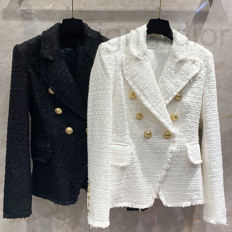 

Men' Suits & Blazers designer Black and white tweed wool coat for women in spring autumn winter new style versatile fitness shop casual double breasted suit AEN2, 2# packing bag