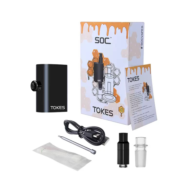 

E-cigarette Kits SOC TOKES Wax Vaporizer pen Dab Rigs Concentrates Tank Kit With Adjustable Voltage 650mAh Battery, Black