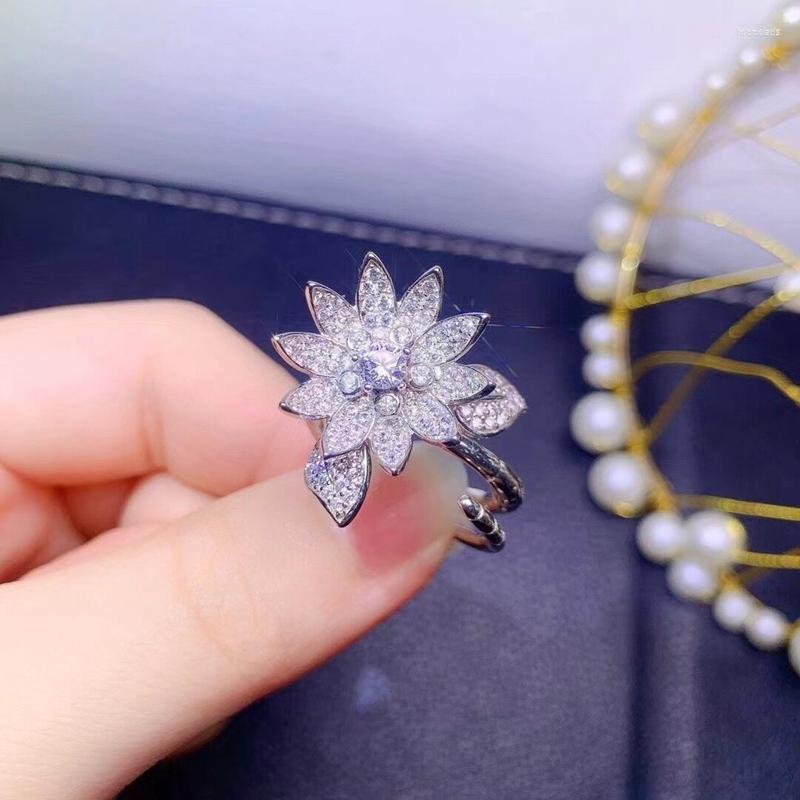 

Cluster Rings 925 Sterling Silver Moissanite Ring Luxury Diamond GIA Party