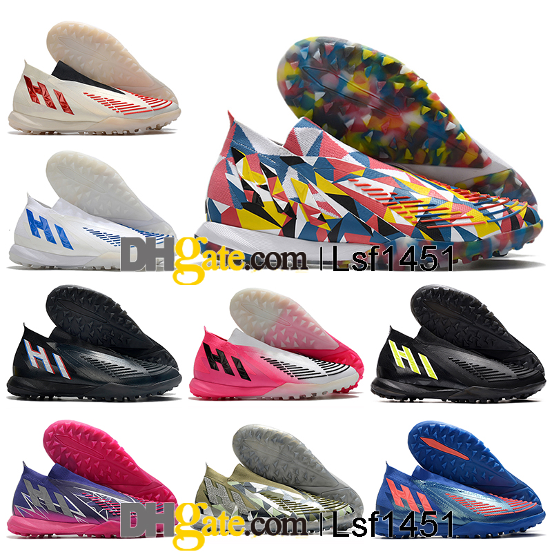 

GIFT BAG Mens High Ankle Football Boots Laceless Predator Edge IC TF Cleats X Predators Edge Geometric 22 Soccer Shoes Indoor Turf Trainers Botas De Futbol, Color 18