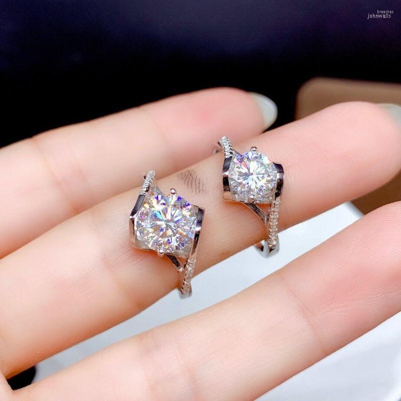 

Cluster Rings Sterling Silver 925 Mossangdiamond Angel Kiss Ring 1.0Ct-2.0CTD Color VVS1 Class Clarity Luxury Jewelry Wedding Engagement