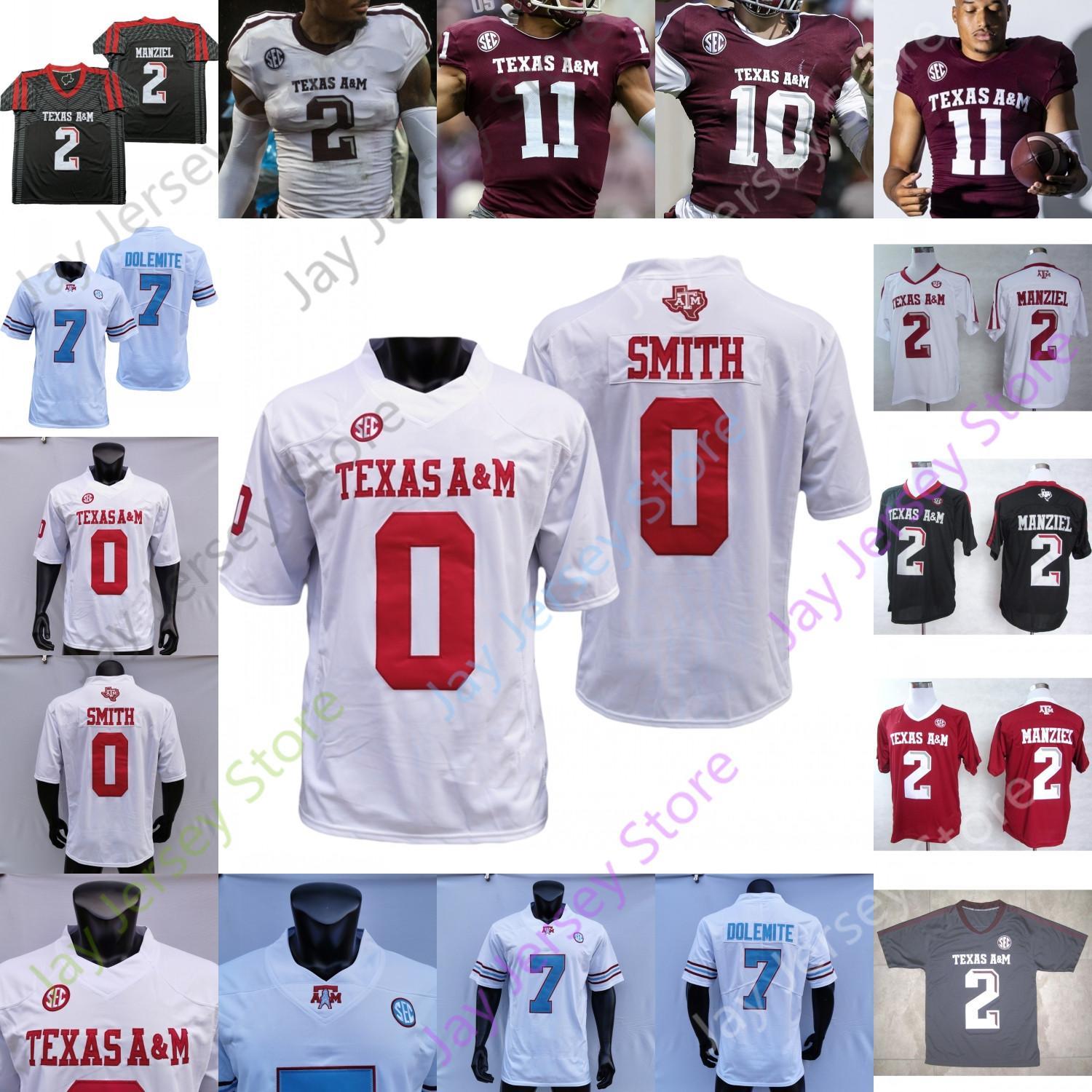 

Texas A&M Aggie Football Jersey NCAA College Johnny Manziel Kellen Mond Spiller Ainias Smith Caleb Chapman Jalen Preston Chase Lane Clemons, White