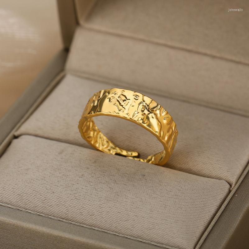 

Cluster Rings Simple Punk Irregular For Women Men Stainless Steel Shiny Opening Finger Ring 2022 Fashion Hip Hop Party Jewelry GiftCluster