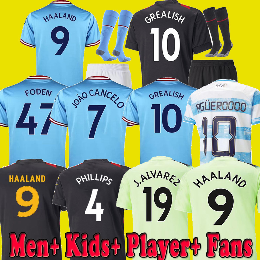 

22 23 Erling Haaland MANS CITIES SOCCER JERSEYS PHILLIPS Agueroooo anniversary GREALISH DE BRUYNE FODEN 2022 2023 MANCHESTERS football shirts kids kit size 3XL, 22 23 home no patch