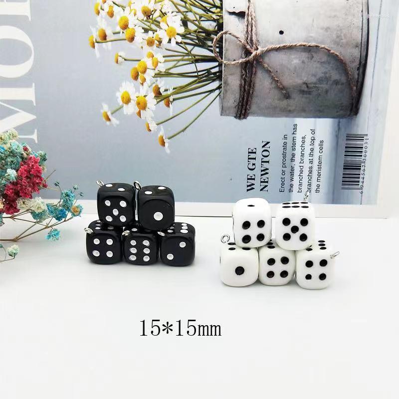 

Charms 10Pcs 15mm Resin Craft Black And White Dice Pendants Cabochon Handmade Making Accessories DIY Earring Necklace