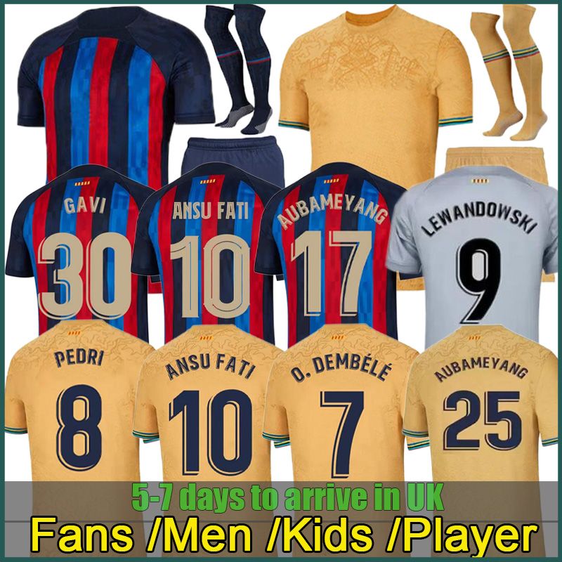 

2022 2023 PEDRI LEWANDOWSKI player version soccer jersey GAVI camiseta futbol FERRAN FC ANSU FATI RAPHINGA barcelonas DEST football shirt men barca kids kit, 2223 fans version home2