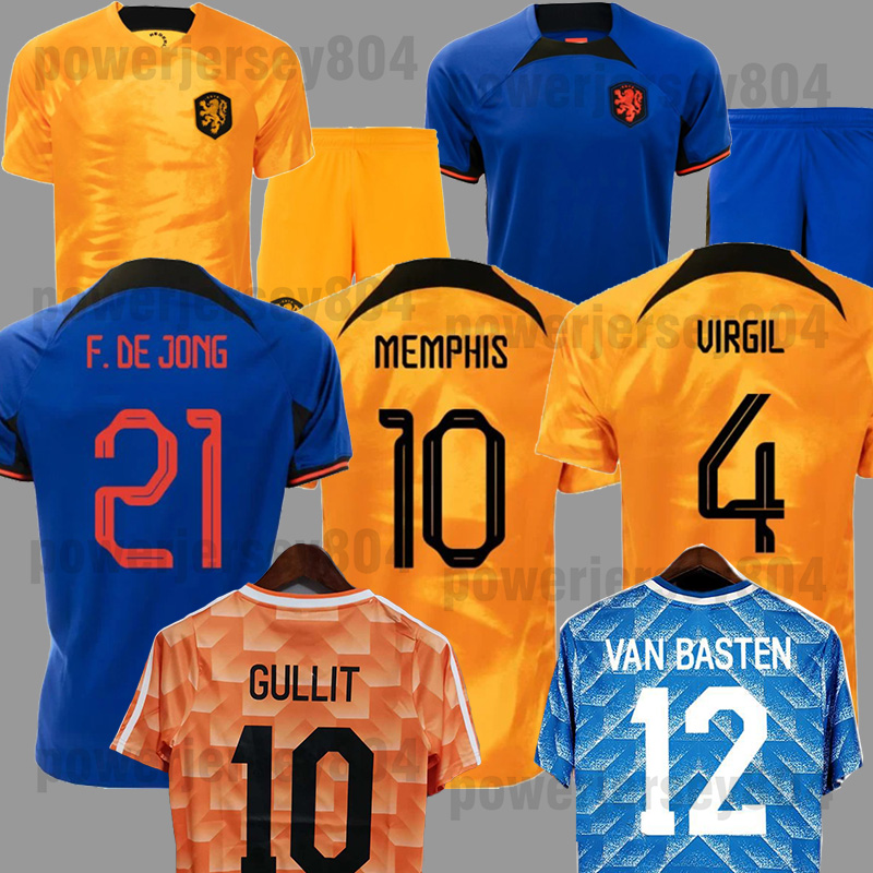 

2022 MEMPHIS soccer jersey Holland DE LIGT WIJNALDUM VAN DIJK 22 23 football shirt men kids kit maillot camiseta camisa de futebol 61208 team jersey netherlandses, 1988 home