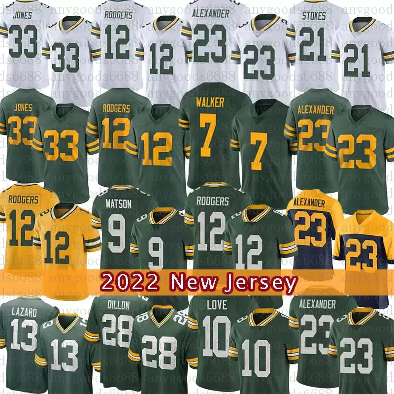 

football Aaron Rodgers Jones Football Jersey AJ Dillon Jaire Alexander Randall Cobb David Bakhtiari Stokes Allen Lazard Savage Jr. De'Vondre, Mens-bzg