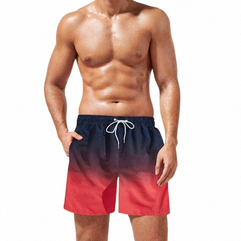 men's Shorts Jams Board Mens Fashion Casual Short Pant Gradient Color Lace Up Seaside Holiday Compression Lined Swim TrunksMen's G7Nm#