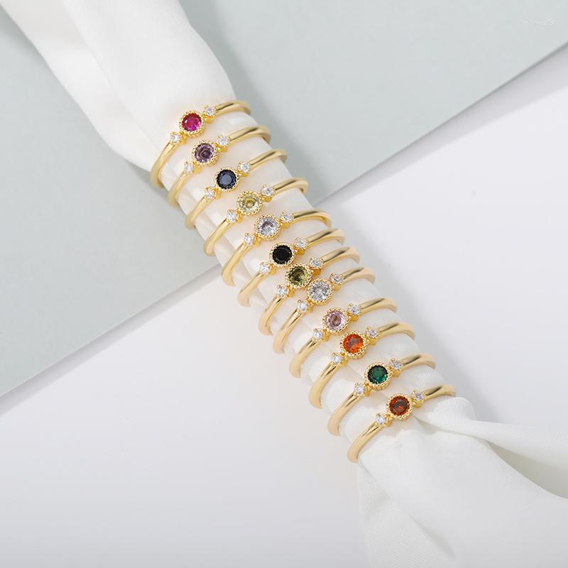 

Cluster Rings Birthstone For Women Stainless Steel 12 Months Color Zircon Couple Ring 2022 Anniversary Wedding Jewelry GiftCluster