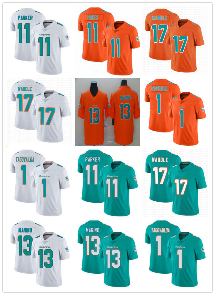

Jersey custom Miami''Dolphins''men women youth jersey 13 Dan Marino 11 DeVante Parker 1 Tua Tagovailoa 99 Jason Taylor 17 Jaylen Waddle Football, Color