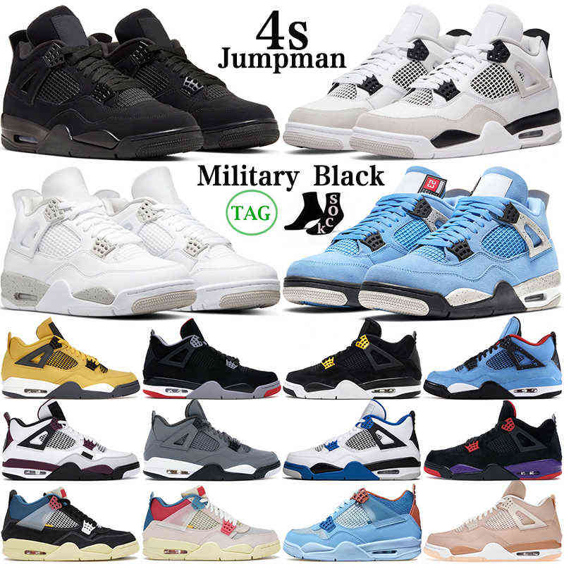 

TOP OG Military Black 4 4s Mens Basketball Shoes White Oreo Red Thunder Sail University Blue Bred Cactus Jack Tour Yellow Men Women Sports, 4s bred
