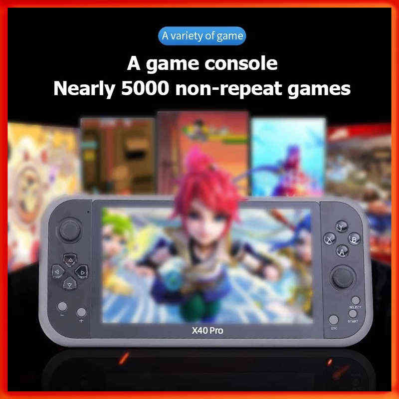 Portable Game Players X40 pro Video 7 inch LCD Double Rocker Handheld Retro Console MP4 Player TF Card for GBA/NES 5000 T220916-image-804751837
