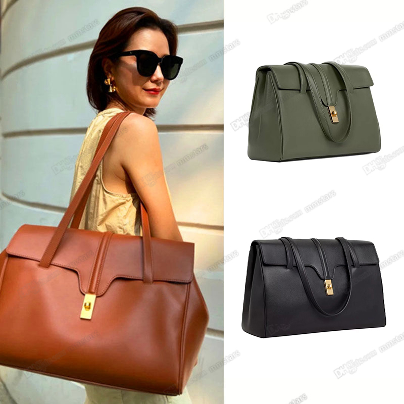 

Large SOFT 16 BAG in smooth leather TAN designer suede leathers lining High capacity totes turn lock closure shoulder carry luxury women shoulder underarm bags 38cm, I need see other product