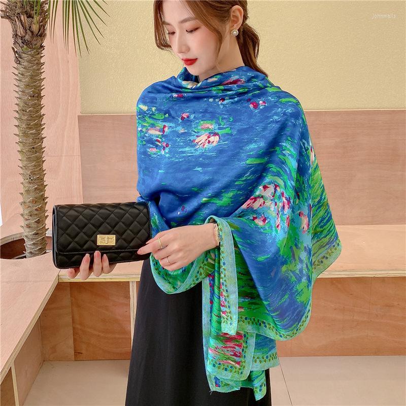 

Scarves Brand Designer Silk Scarf Female Bandana Long Shawls Wraps Winter Neck Pashmina Lady Luxury Beach Hijab Foulard 90 180cmScarves