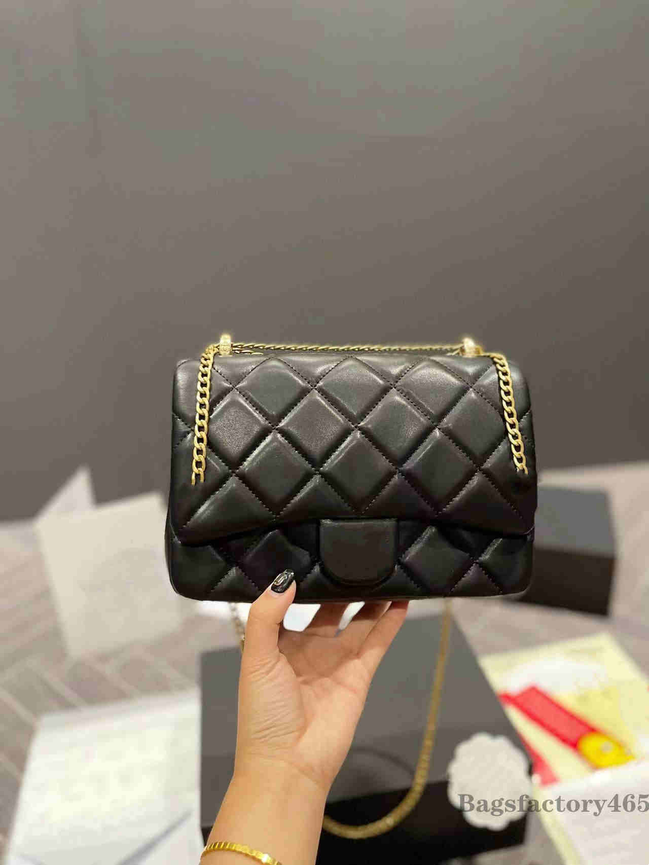 

Classic Mini Flap Bags Enamel Lambskin Vanity Gold Metal Chain Adjustable Shoulder Strap Crossbody Card Holder Purse Cosmetic Case Accordion Handbags, Box