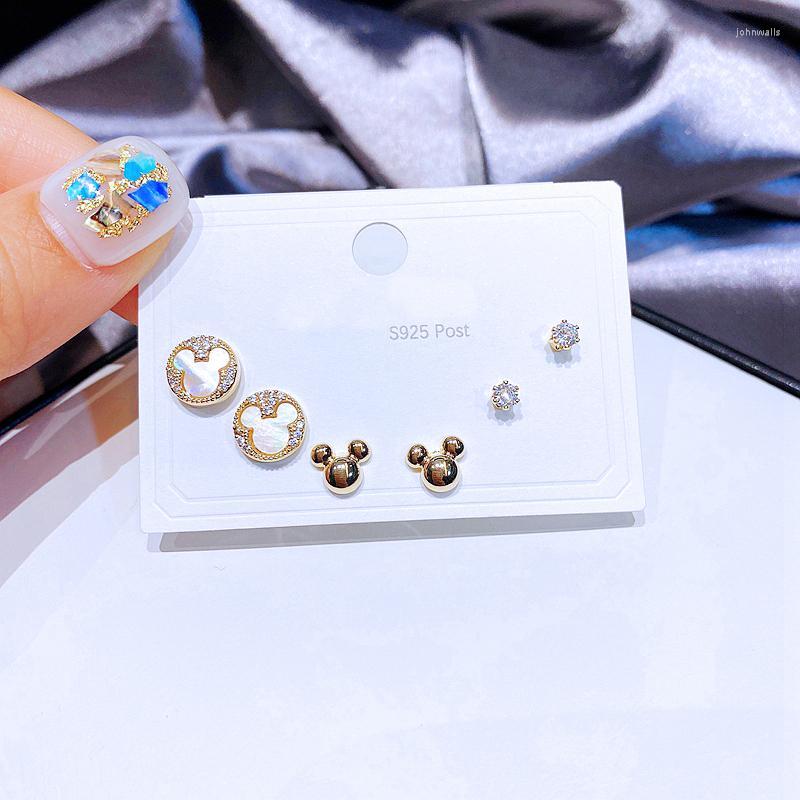 

Stud Earrings 3 Pairs Cartoon For Women Girls Gold Color Plated Cubic Zircon JewelryStud