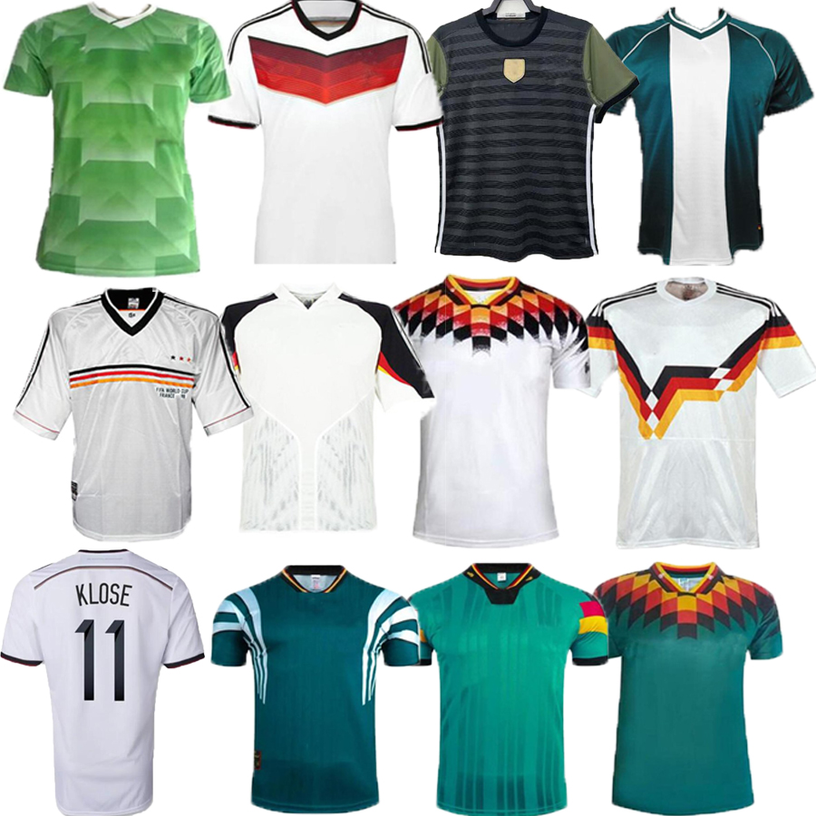 

Retro classic GermanyS soccer jerseys 1988 1990 1992 1994 1996 1998 2006 BALLACK LAHM KLOSE PODOLSKI Sammer Moller SCHOLL KLINSMANN MATTHAUS Retro football shirt, Blue