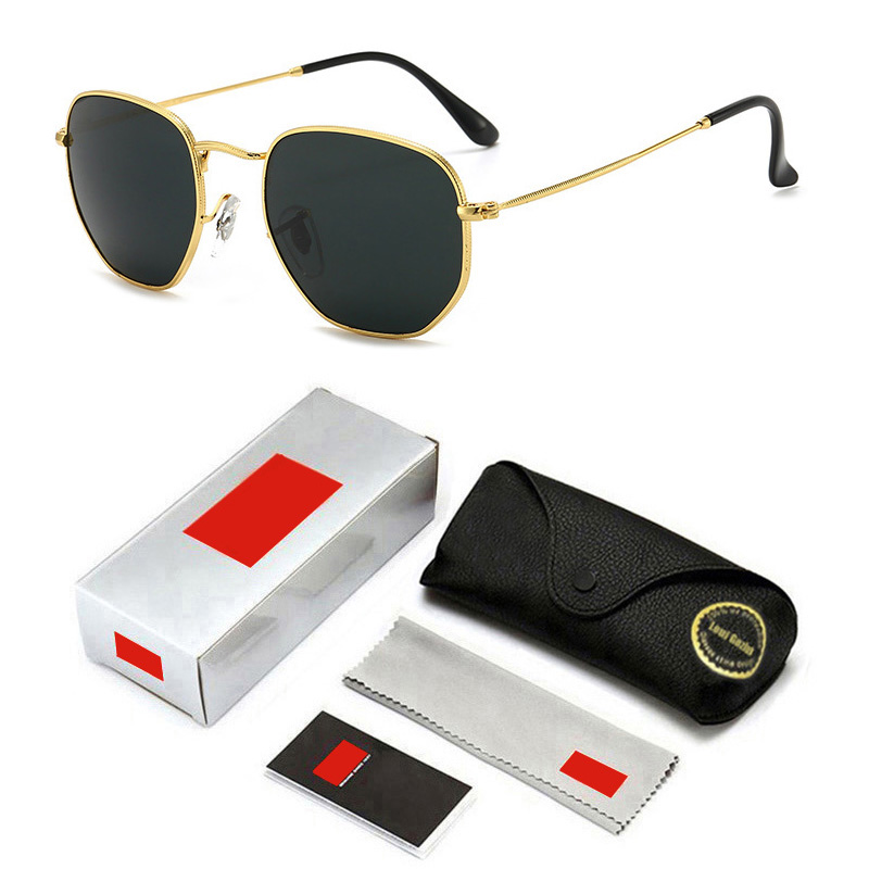 

luxury hexagonal sunglasses men womne retro ray glass lenses sun glasses eyewear Oculos de sol 3548 ban