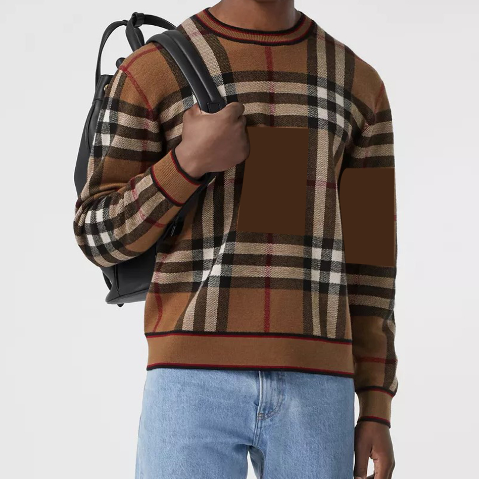 designer Brand Men's Sweaters Fashion Grid stripe Long sleeve shirt Autumn winter to keep warm Luxurys dress Fit Streets Clothes Europe Amer