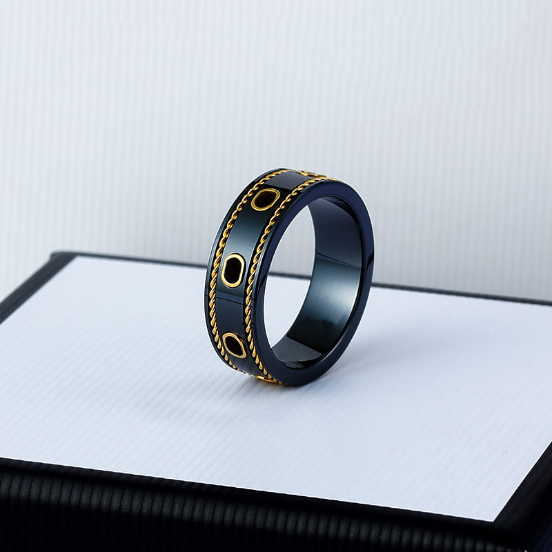 

designer rings love Ceramic Band g letter Rings Black White for Women Men jewelry Gold Ring