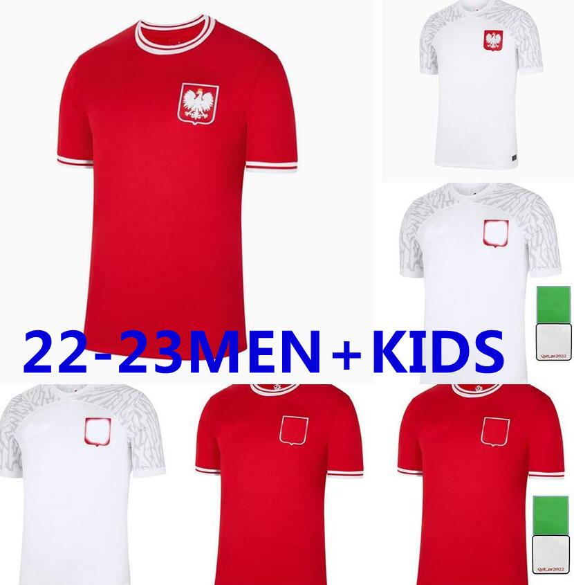 

Polen 2022 LEWANDOWSKI Soccer Jersey Home away Polonia 2023 world cup GROSICKI PISZCZEK MILIK Polish football Shirt uniform 22 23 women children Pologne Men Kids Kit