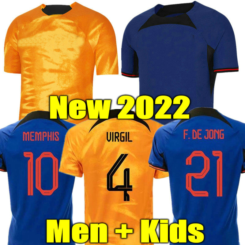 

DE JONG 2022 Netherlands MEMPHIS soccer jersey Holland DE LIGT WIJNALDUM VAN DIJK 22 23 football shirt Adult men kids kit DUMFRIES, Home away world patch
