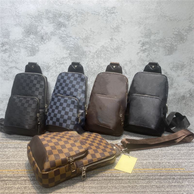 

Men Handbag Crossbody Shoulder bags satchels messenger bags black grid designer Purse Mobile phone storage mens chest bag Man handbags Backpack, No box