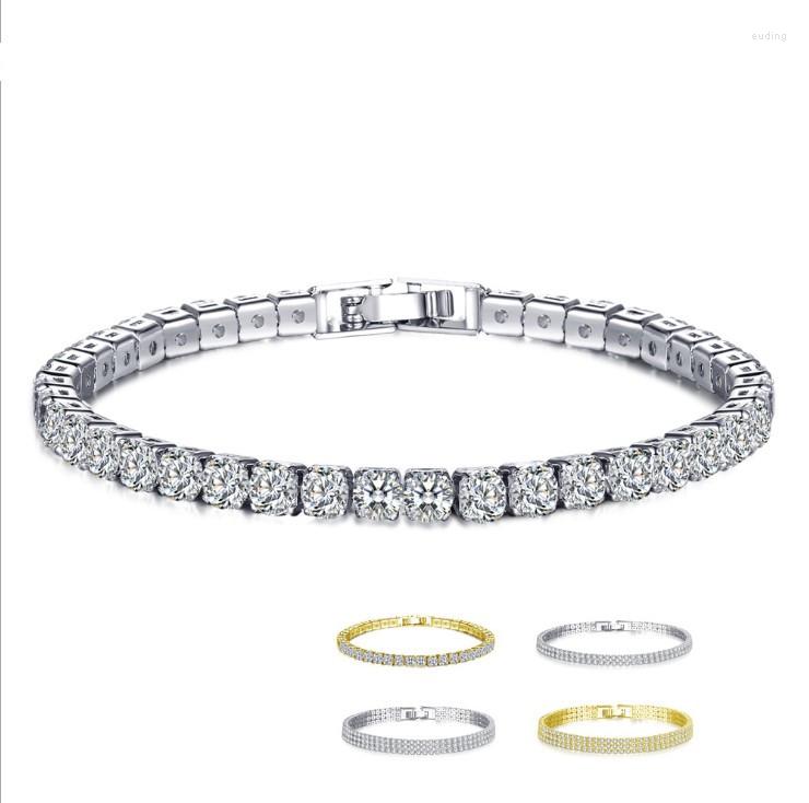 

Link Bracelets 2022 One Row Three Rows Full Of Diamond Zircon Crystal From Swarovskis Fashion Ladies Bracelet Gifts Christmas