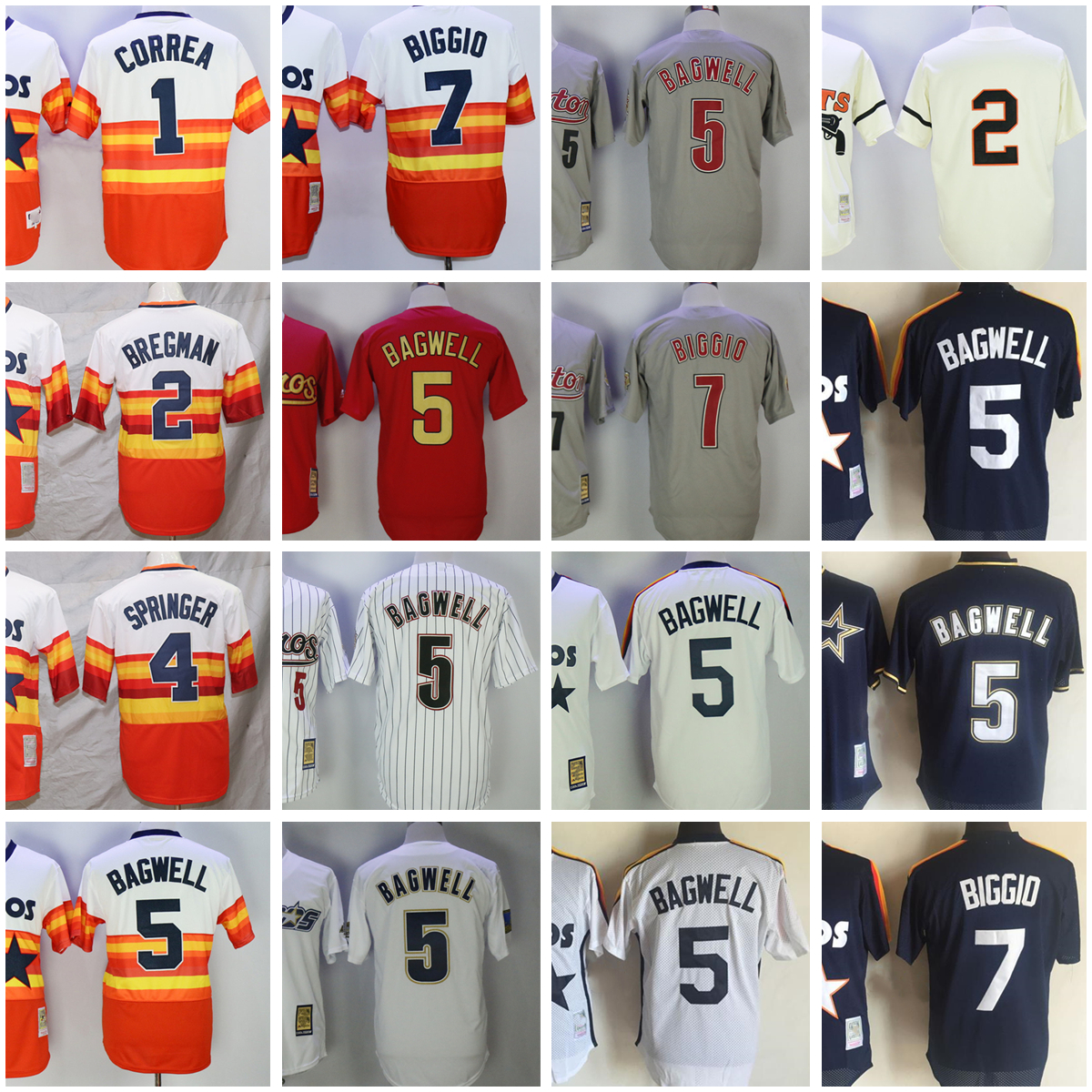 

Vintage Mitchell and Ness Baseball Jersey 1 Carlos Correa 2 Alx Bregman 4 George Springer 5 Jeff Bagwell 7 Craig Biggio 1980 1981 2006 2002-2012, As picture(with team name)