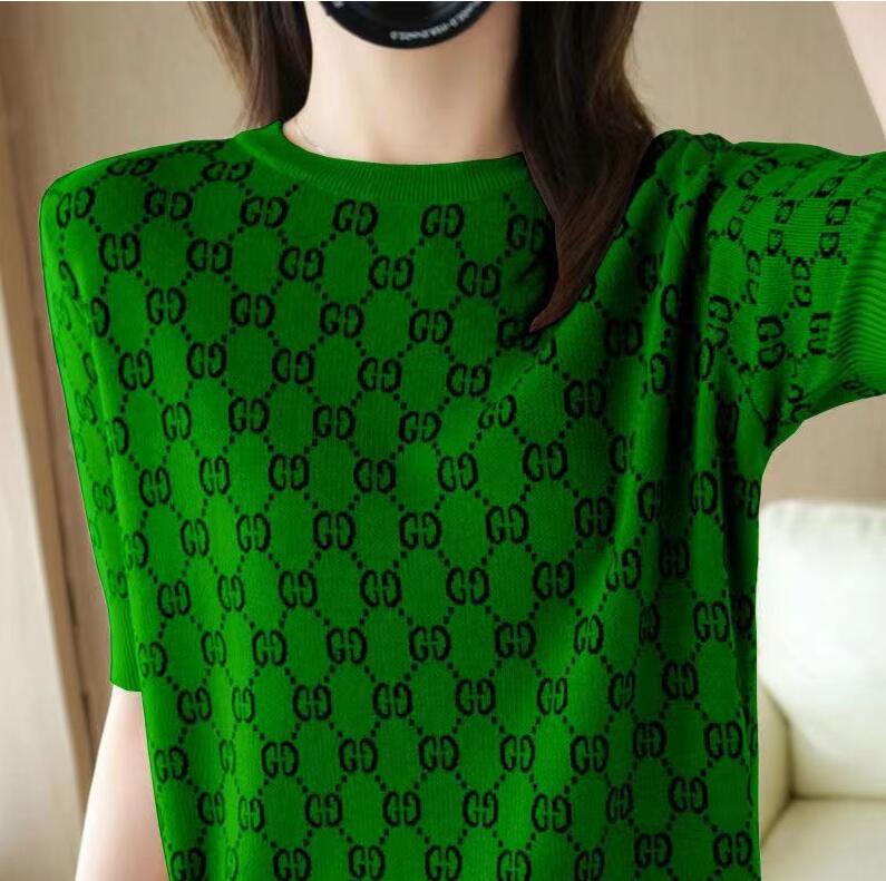 

2022 Women's Sweaters for Knitted T Shirt Short Sleeve Designer Luxury Tops Woman Clothes Striped Fashion Dress Tee Shirt Femme, 03